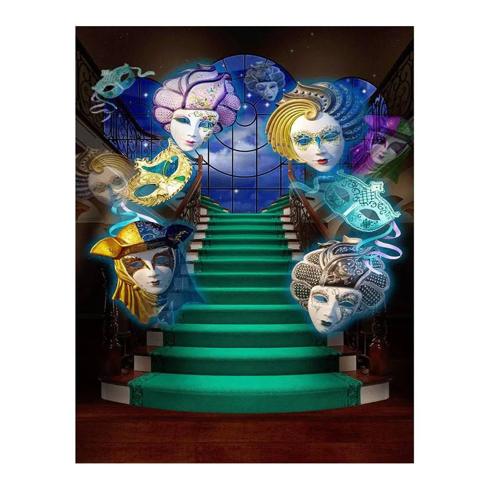 Mardi Gras Masquerade Staircase Photo Backdrop - Basic 6  x 8