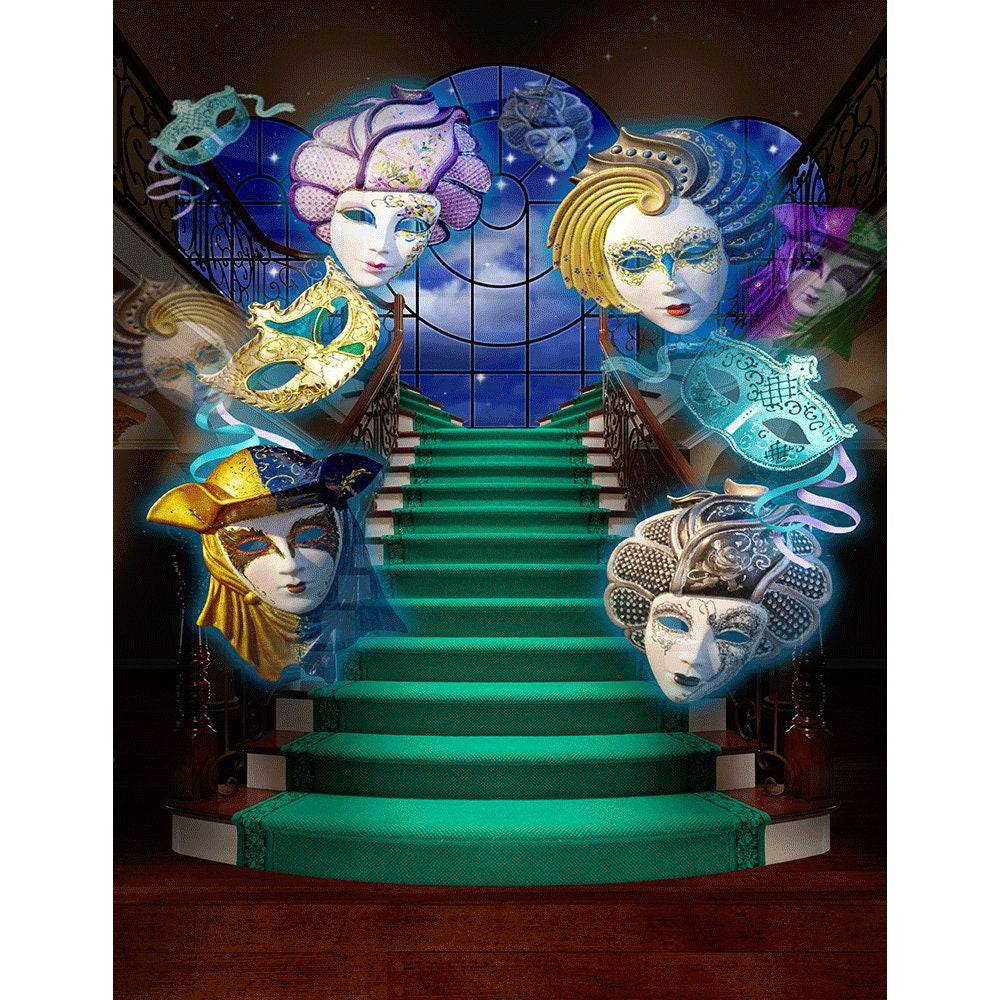 Mardi Gras Masquerade Staircase Photo Backdrop - Pro 8  x 10