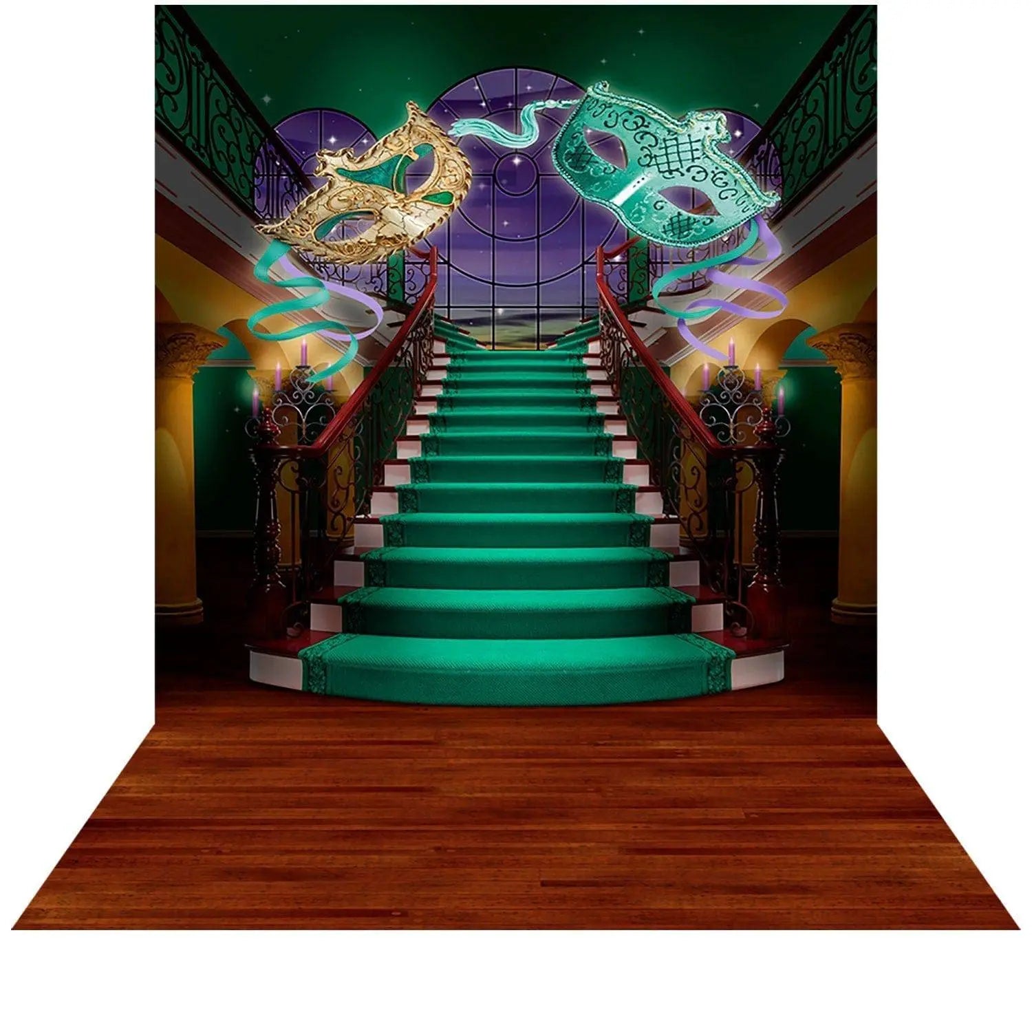 Masquerade Party Staircase Photo Backdrop - Pro 9  x 16