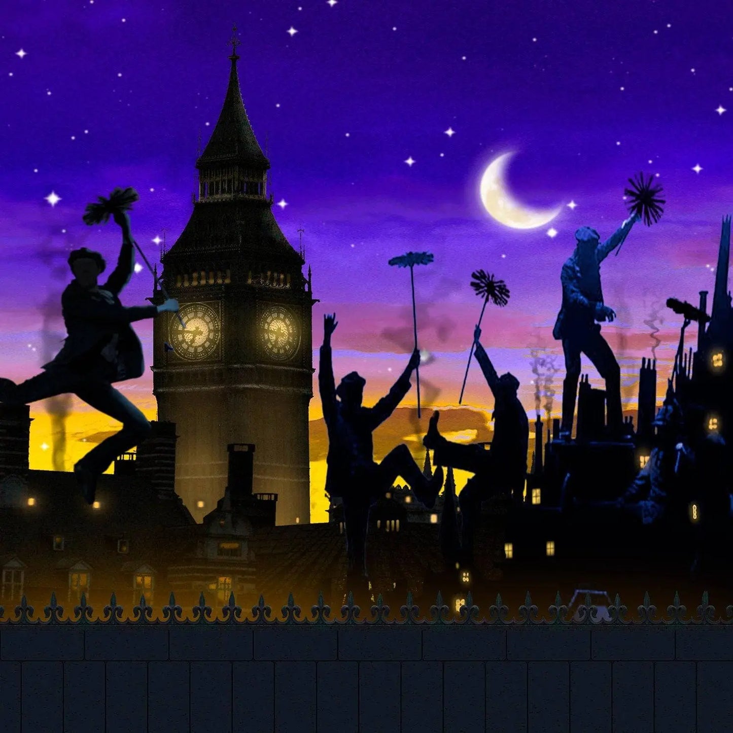 Mary Poppins Rooftop Photography Backdrop - Basic 10 x 8