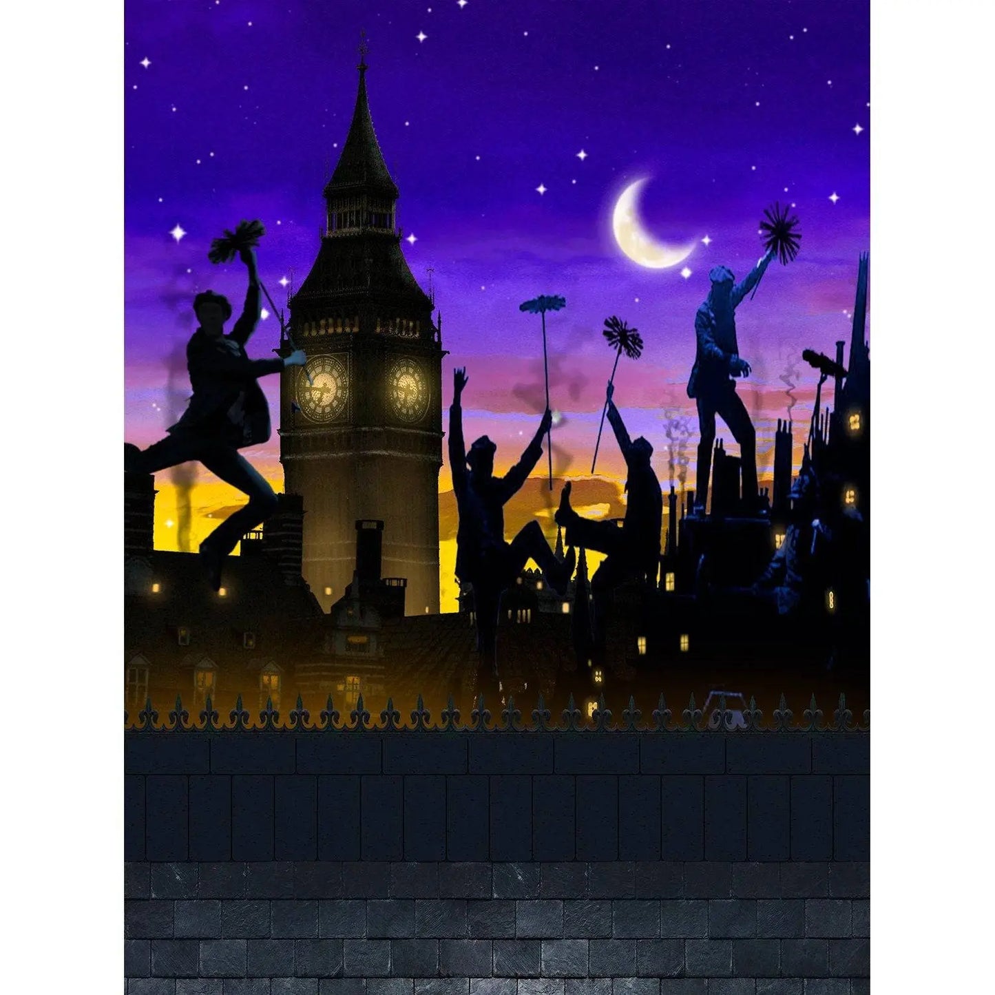 Mary Poppins Rooftop Photography Backdrop - Pro 8 x 10
