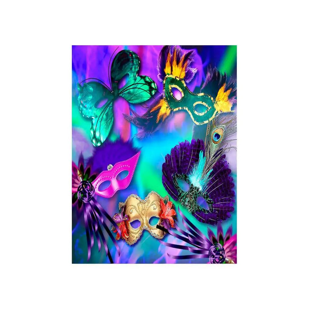 Colorful Masked Mardi Gras Photo Backdrop - Basic 4.4  x 5