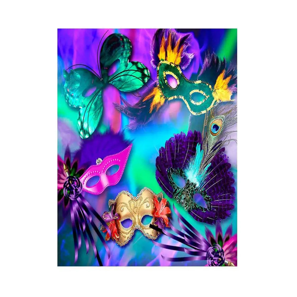 Colorful Masked Mardi Gras Photo Backdrop - Basic 5.5  x 6.5