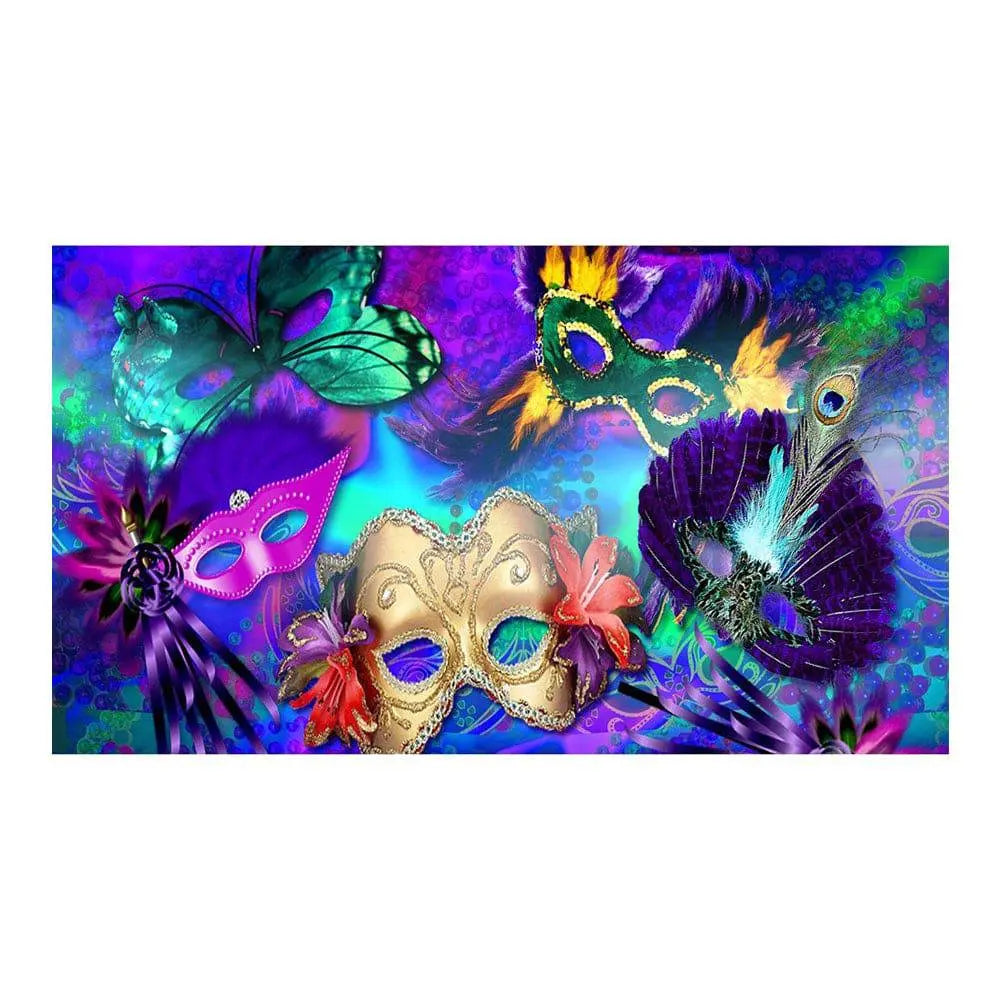 Colorful Masked Mardi Gras Photo Backdrop - Pro 16  x 9