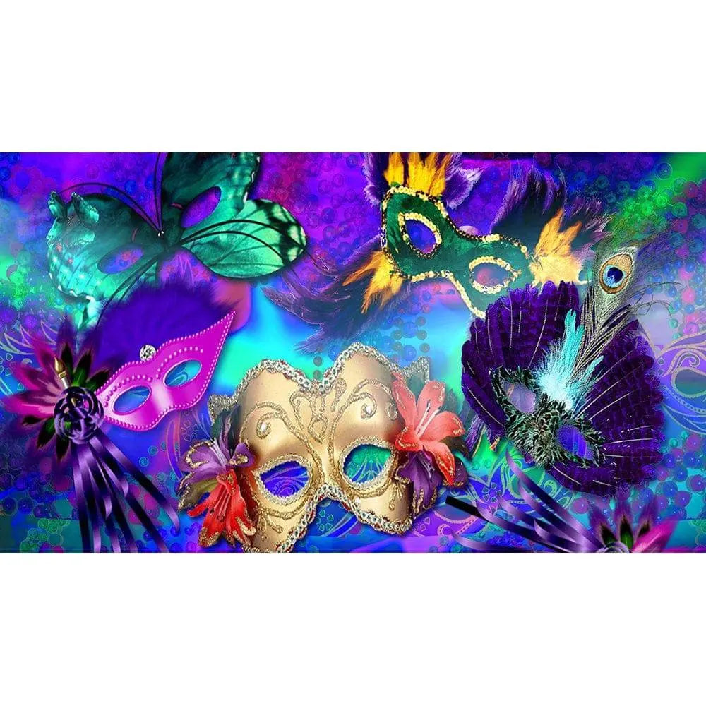 Colorful Masked Mardi Gras Photo Backdrop - Pro 20  x 10