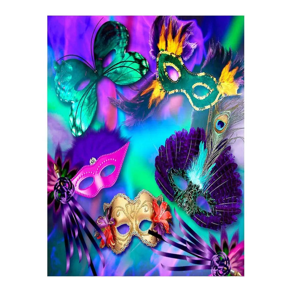 Colorful Masked Mardi Gras Photo Backdrop - Pro 6  x 8