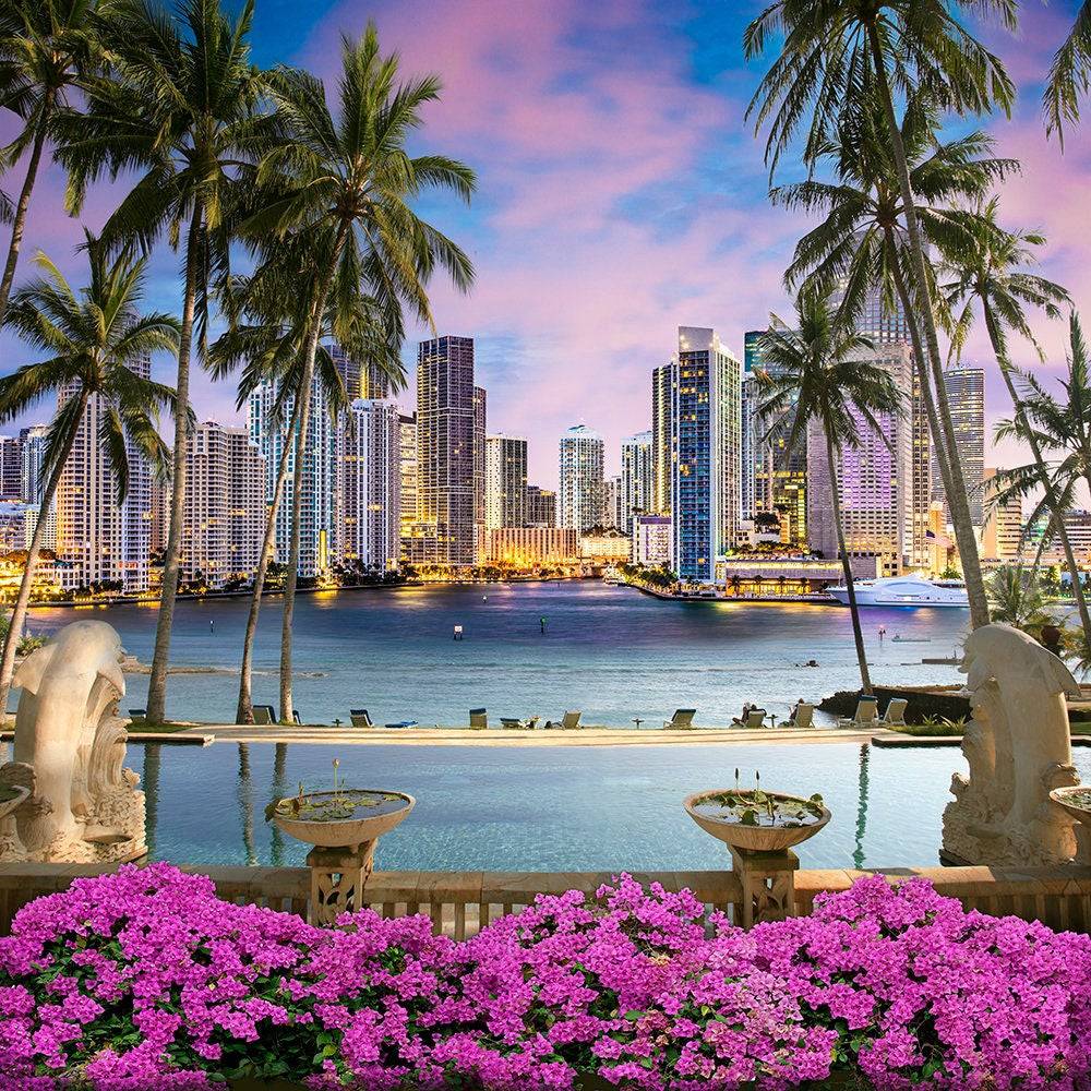 Miami Waterfront Photo Backdrop - Basic 10 x 8