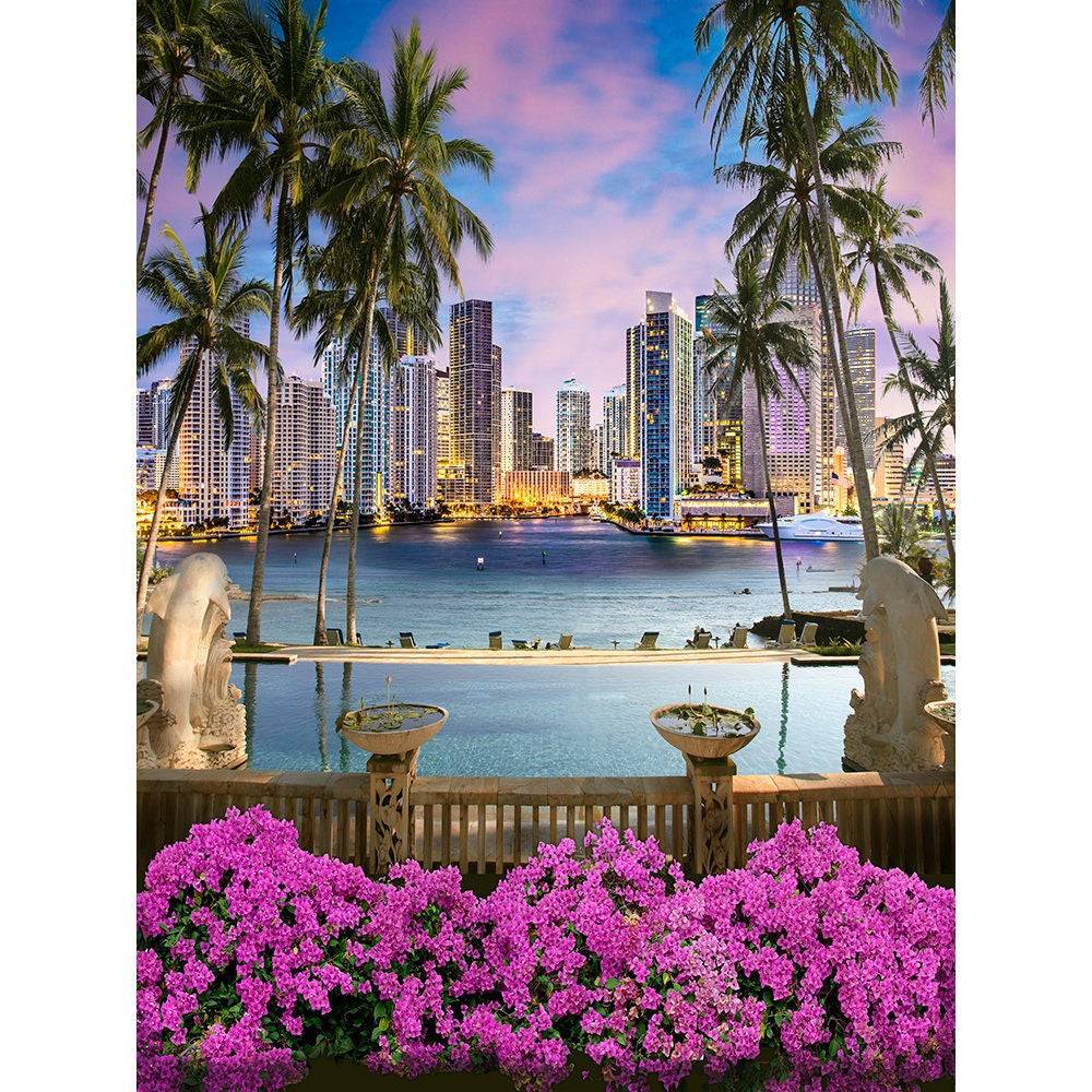 Miami Waterfront Photo Backdrop - Basic 8 x 10