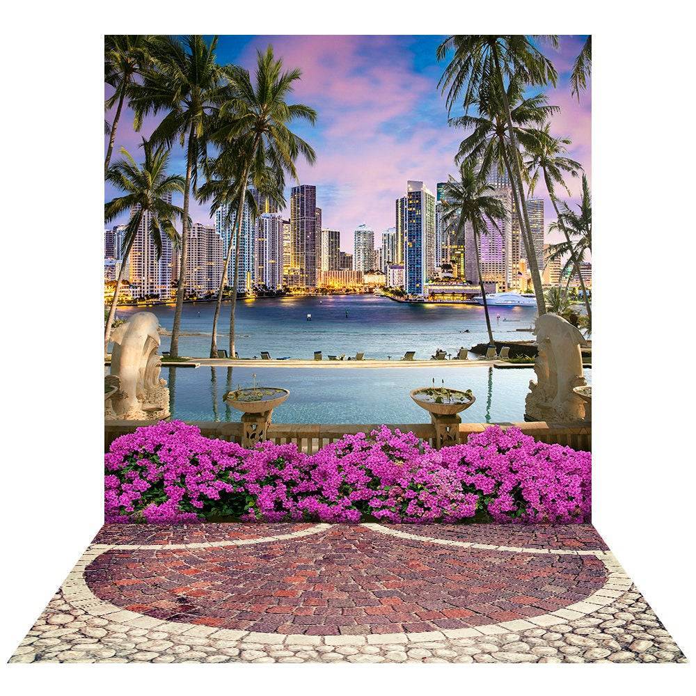 Miami Waterfront Photo Backdrop - Basic 8 x 16