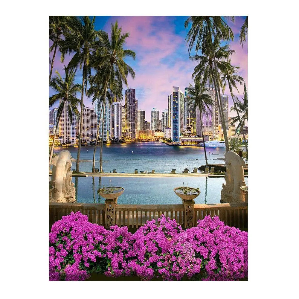 Miami Waterfront Photo Backdrop - Pro 6 x 8