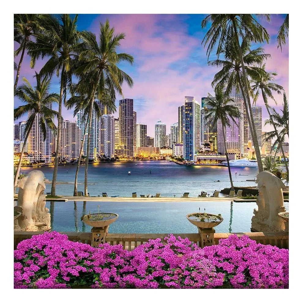 Miami Waterfront Photo Backdrop - Pro 8 x 8