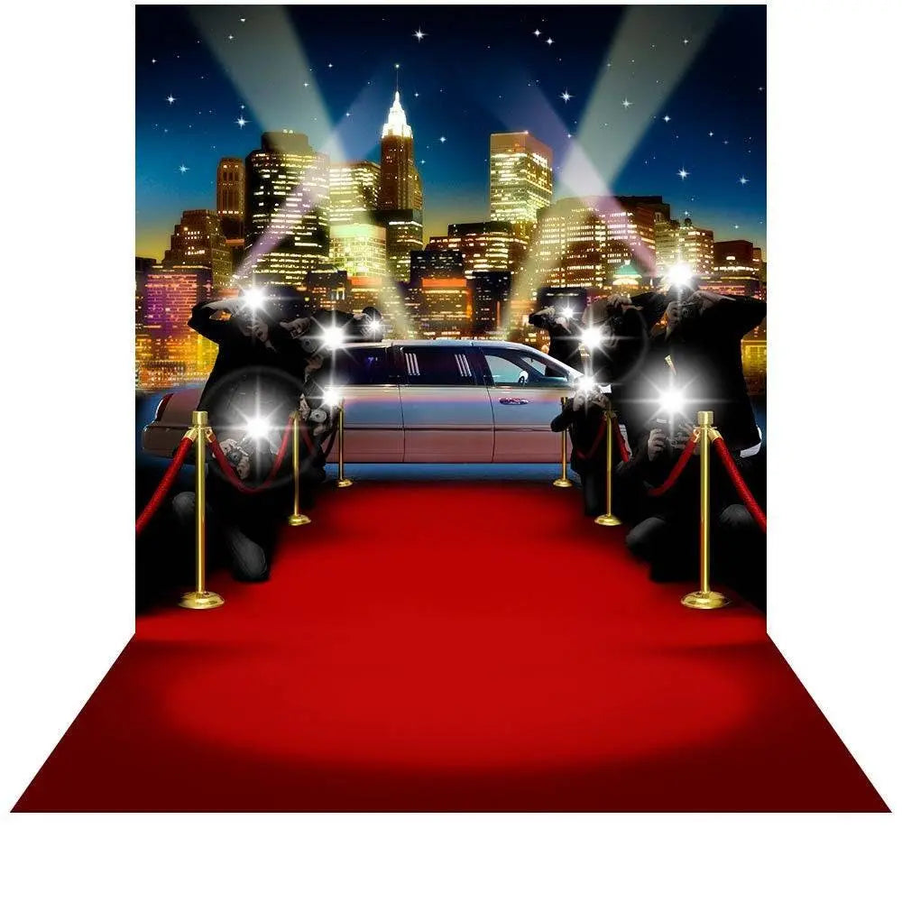 New York Limo And Red Carpet Photo Backdrop - Basic 8 x 16