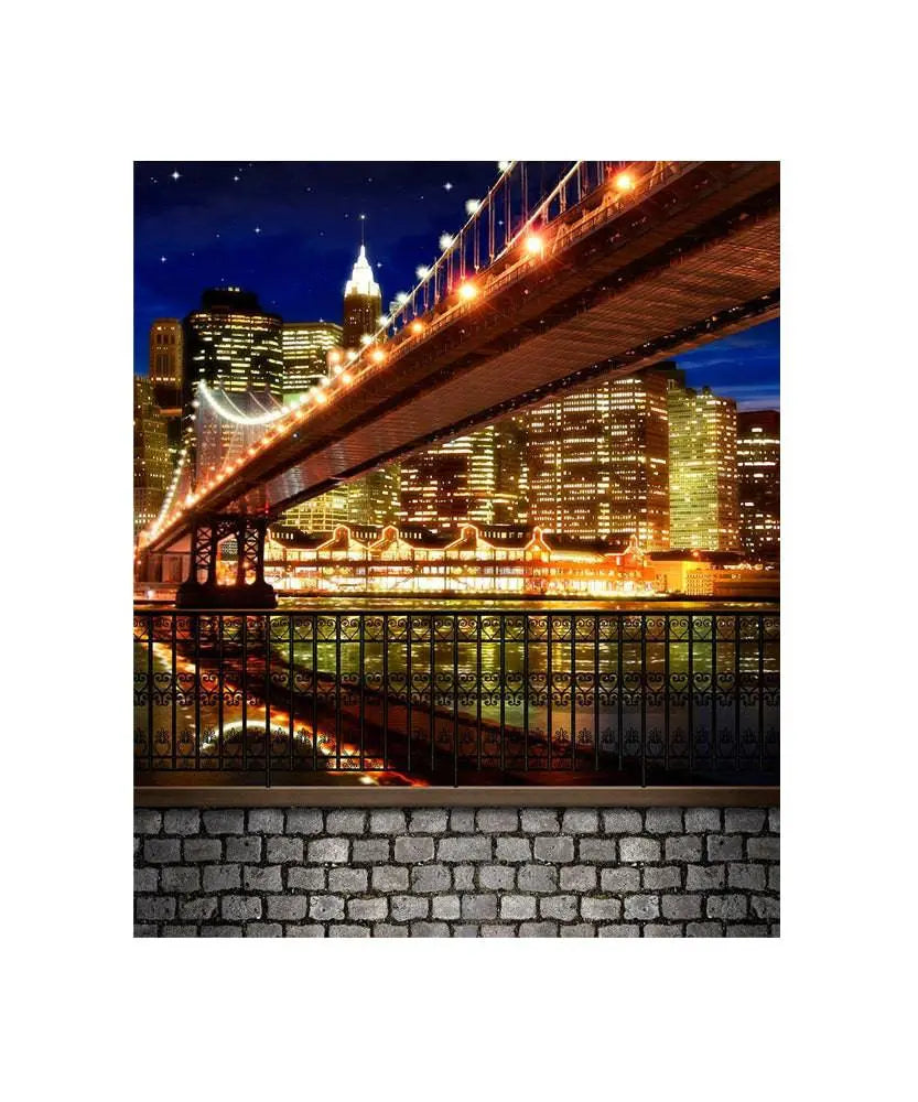 New York City Bridge And Waterfront Photo Backdrop - Basic 4.4  x 5