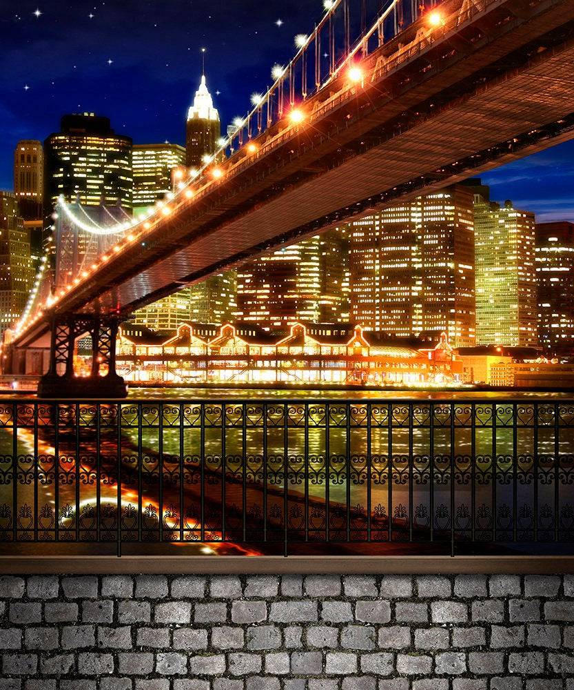 New York City Bridge And Waterfront Photo Backdrop - Pro 8  x 10