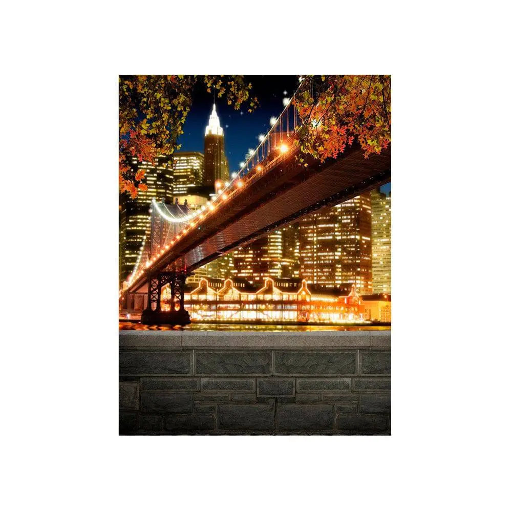 New York City Bridge And Night Lights Photo Backdrop - Basic 4.4  x 5