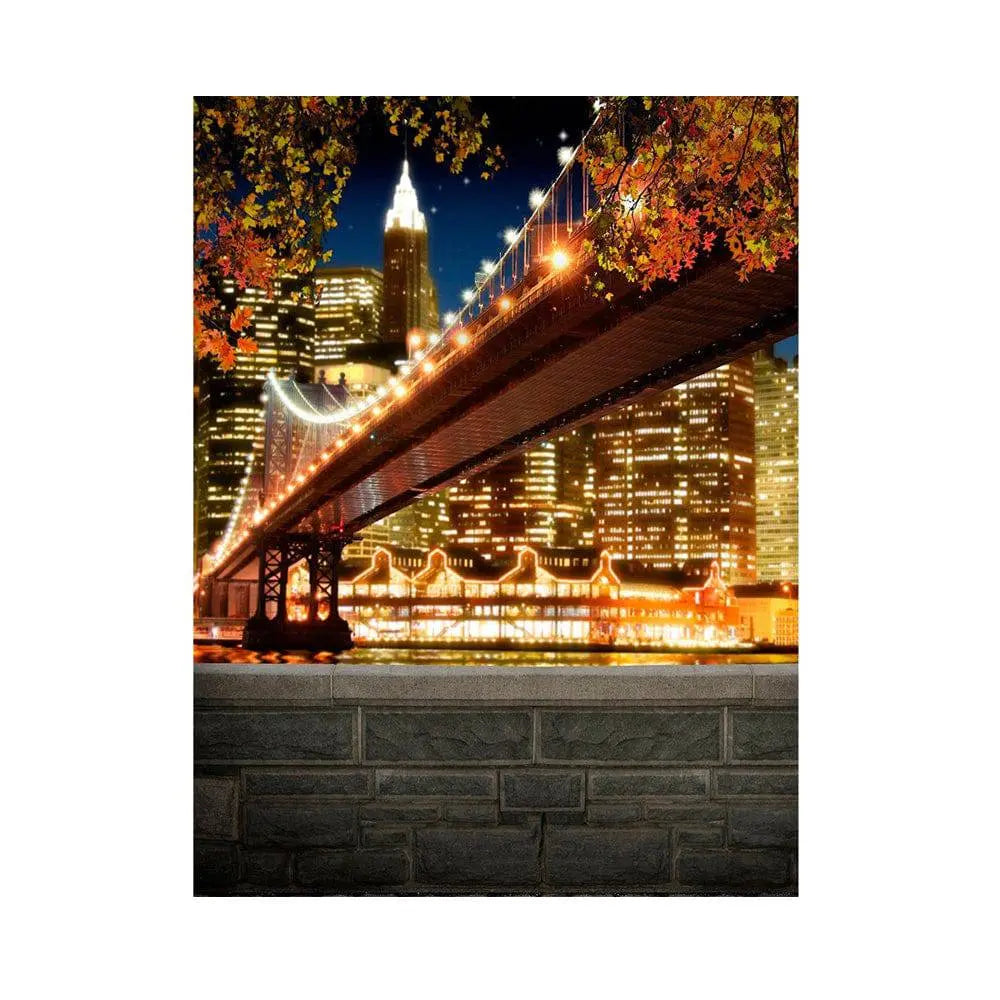 New York City Bridge And Night Lights Photo Backdrop - Basic 5.5  x 6.5