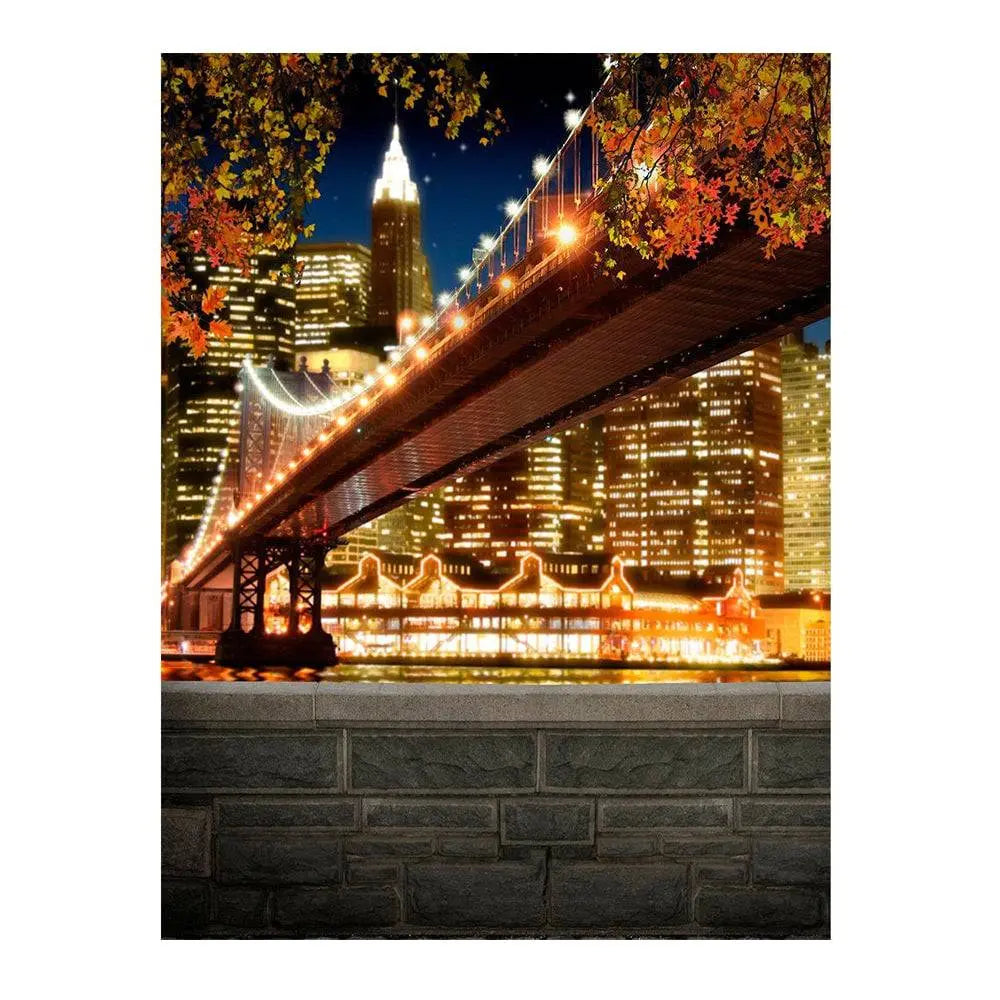 New York City Bridge And Night Lights Photo Backdrop - Pro 6  x 8