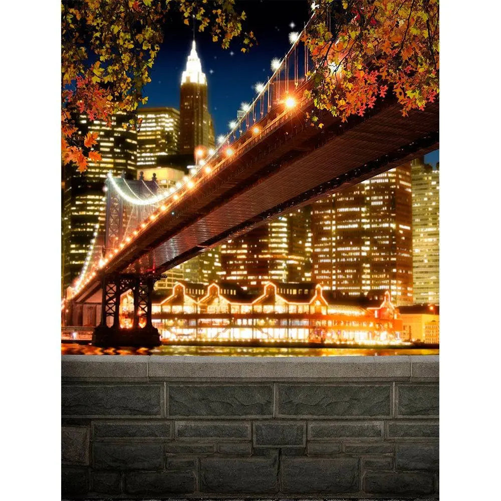 New York City Bridge And Night Lights Photo Backdrop - Pro 8  x 10