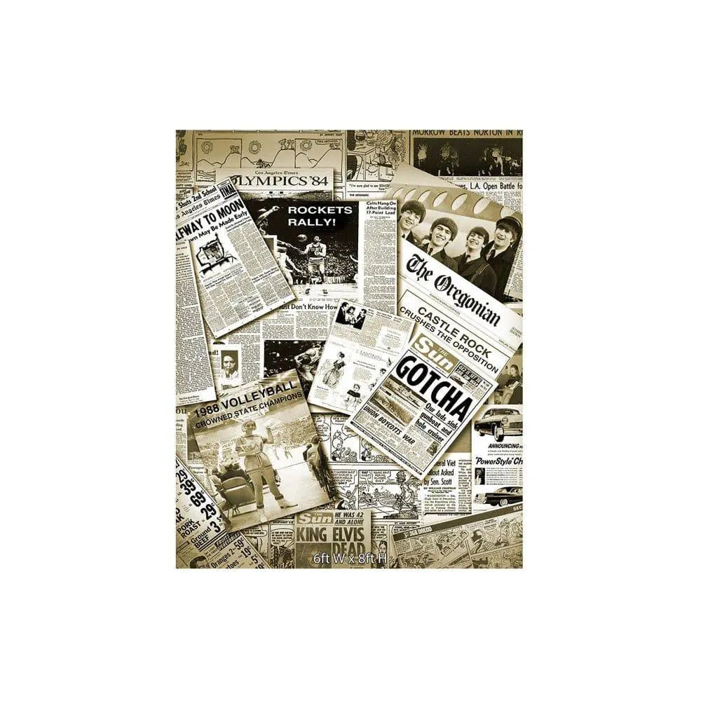 Retro Newspaper Headlines Party Photography Backdrop - Basic 4.4  x 5