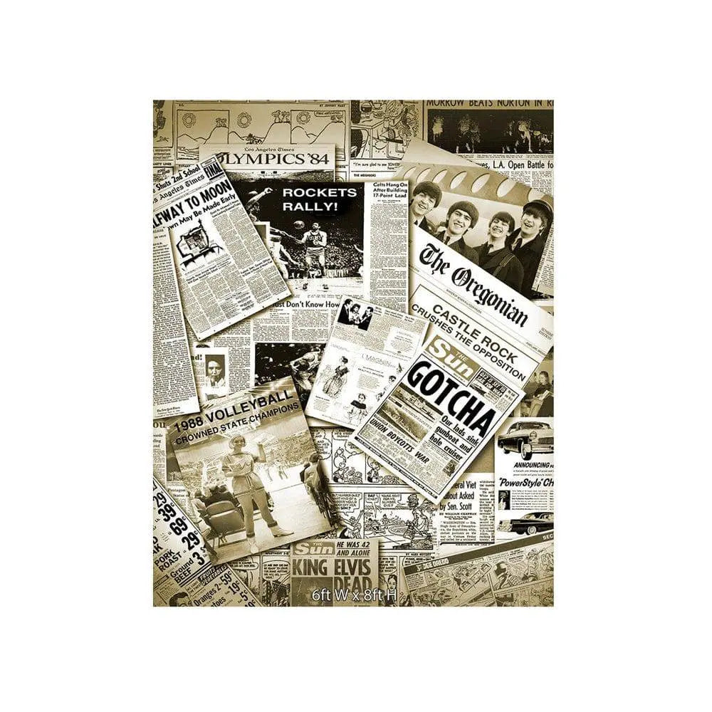 Retro Newspaper Headlines Party Photography Backdrop - Basic 5.5  x 6.5