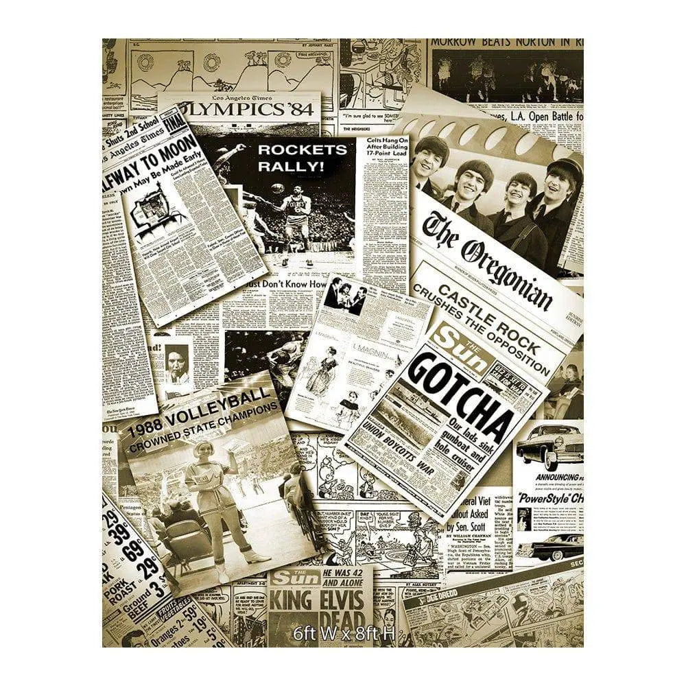 Retro Newspaper Headlines Party Photography Backdrop - Basic 8  x 10