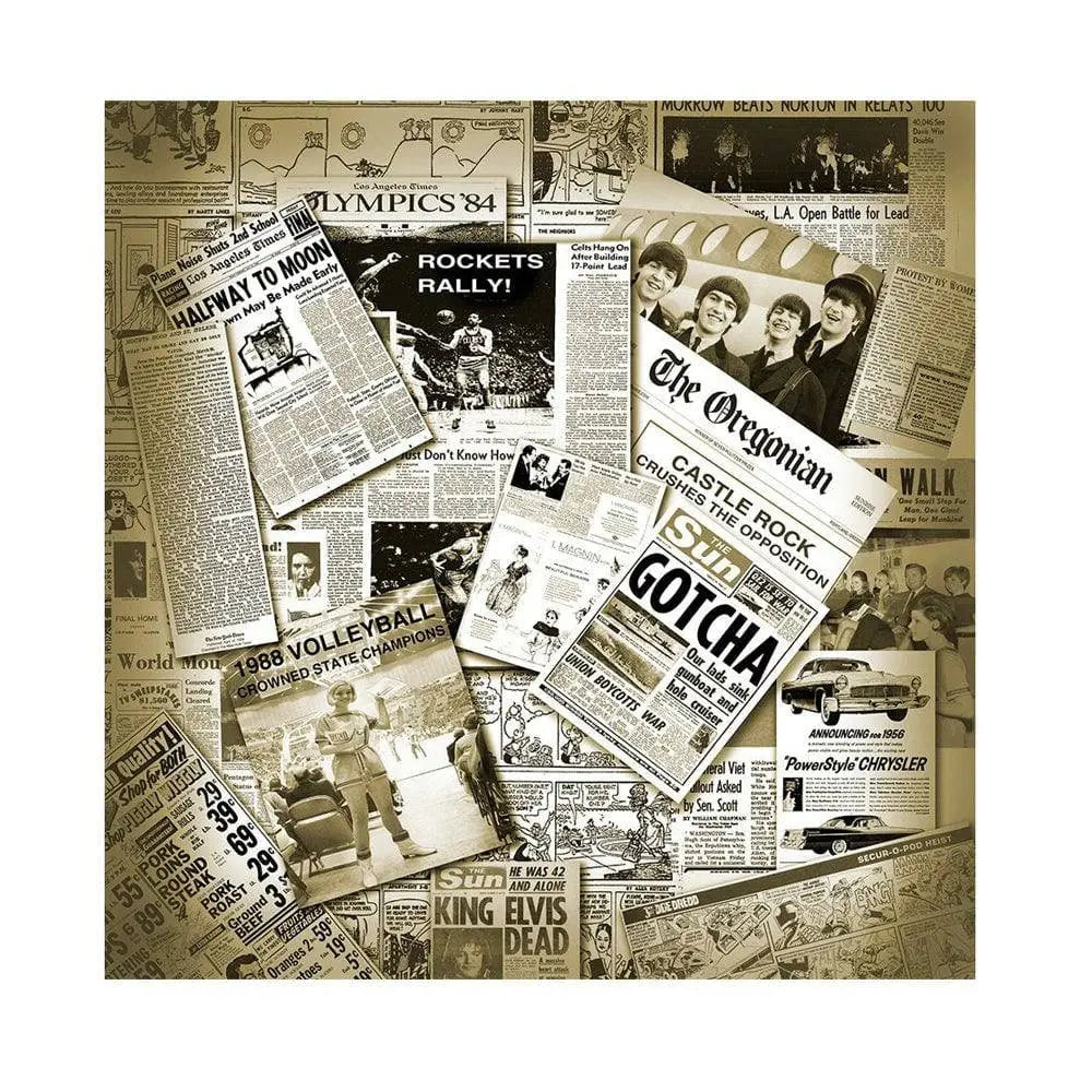 Retro Newspaper Headlines Party Photography Backdrop - Basic 8  x 8