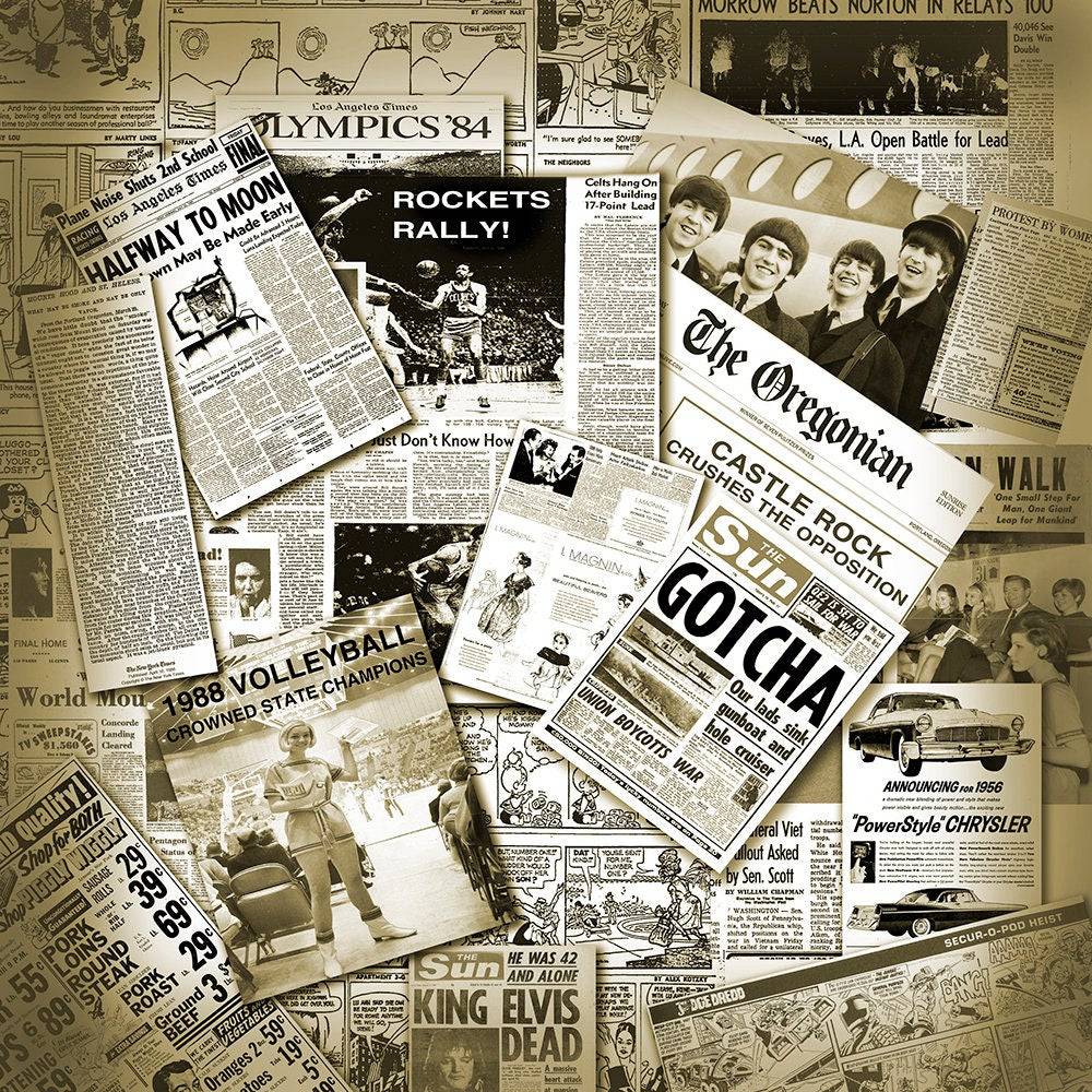 Retro Newspaper Headlines Party Photography Backdrop - Pro 10  x 10