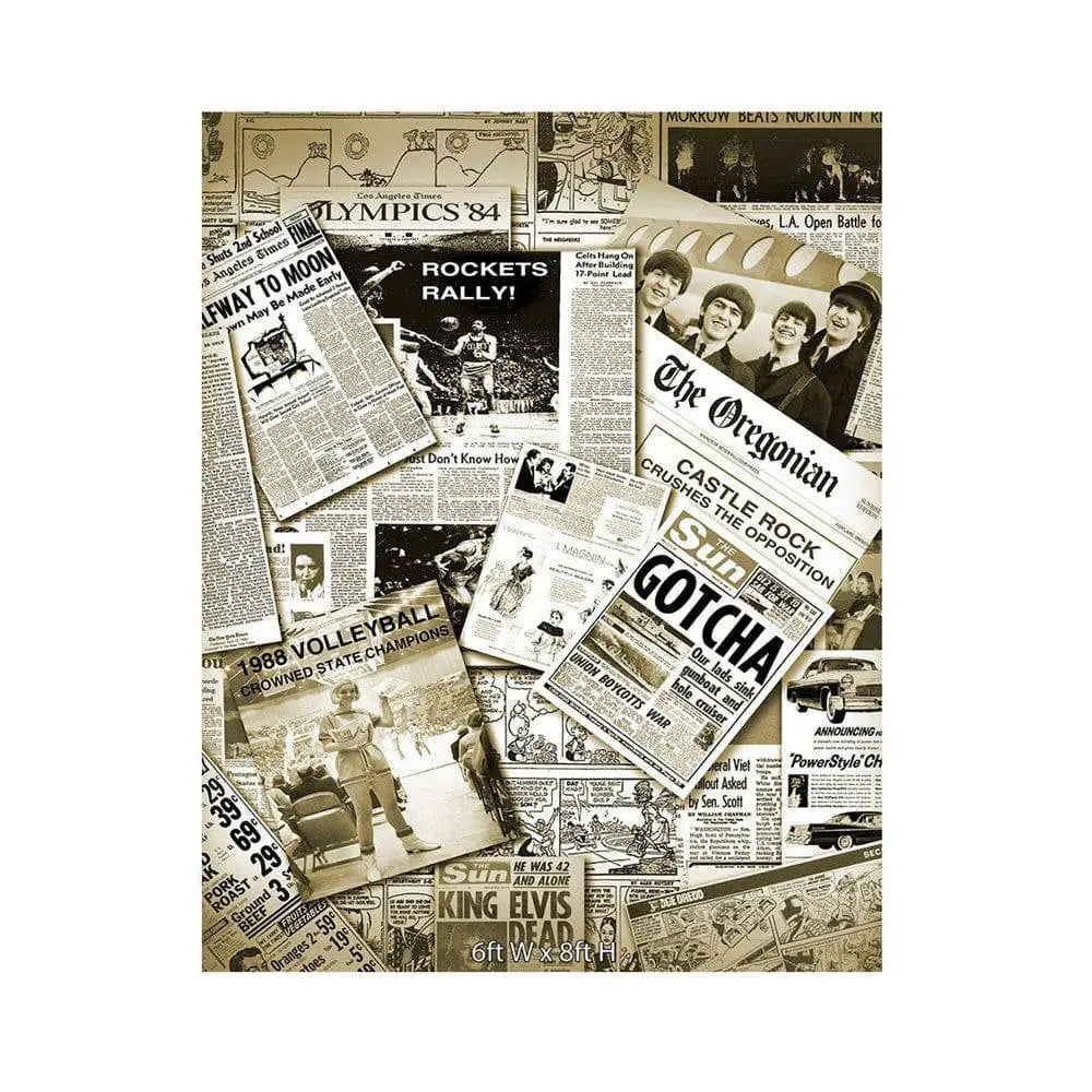 Retro Newspaper Headlines Party Photography Backdrop - Pro 6  x 8