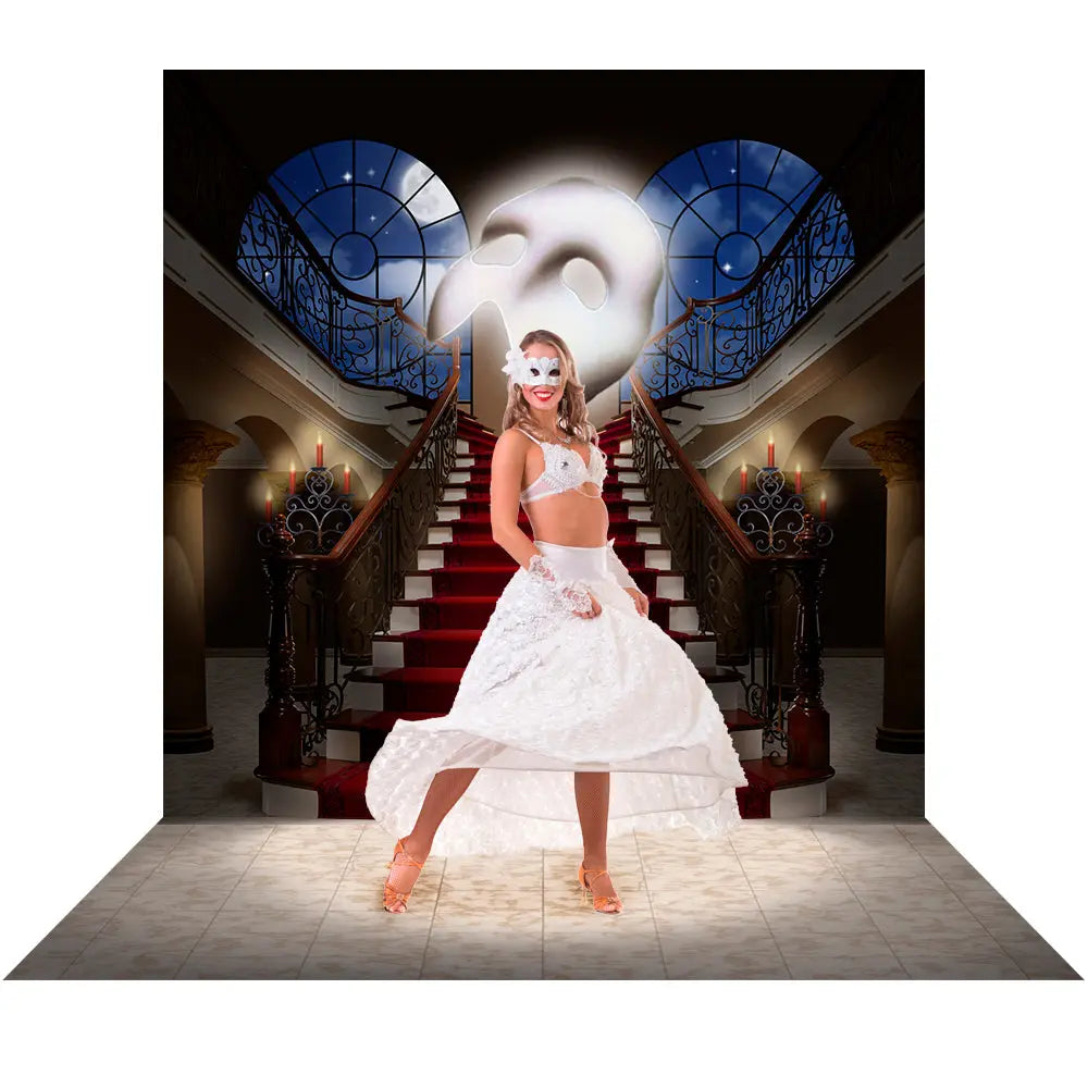 Phantom of the Opera Red Carpet Staircase Photo Backdrop Alba Backgrounds