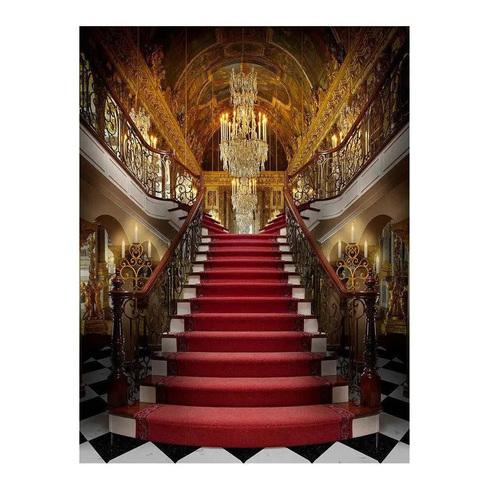 Checkered Palace Stairway Photo Backdrop - Basic 6 x 8