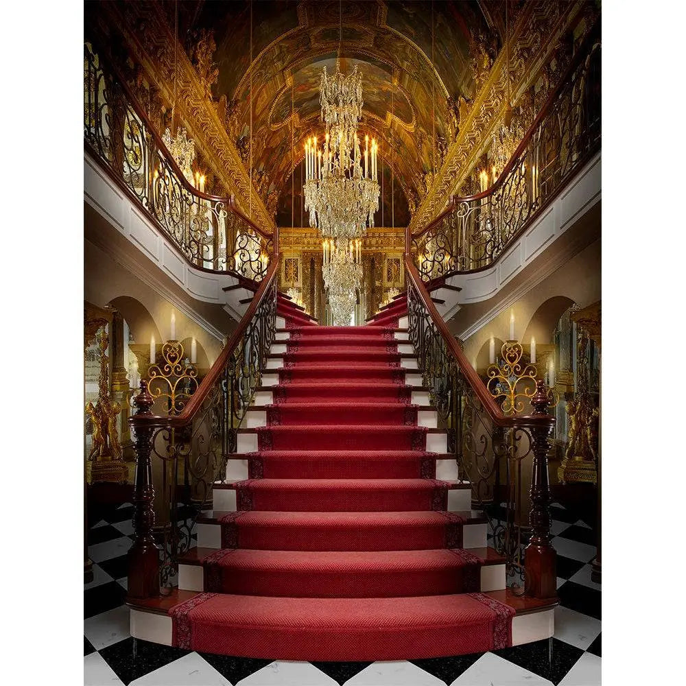 Checkered Palace Stairway Photo Backdrop - Basic 8 x 10