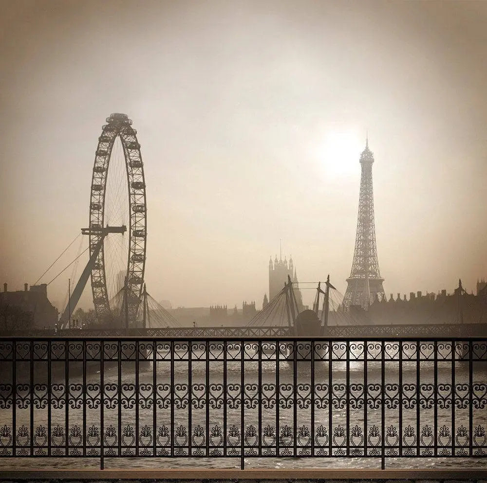 Foggy Sepia Paris Photo Backdrop - Basic 10  x 8