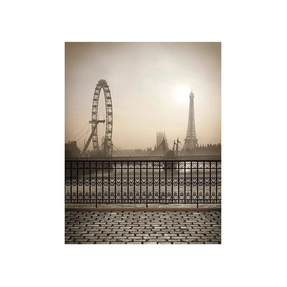 Foggy Sepia Paris Photo Backdrop - Basic 4.4  x 5