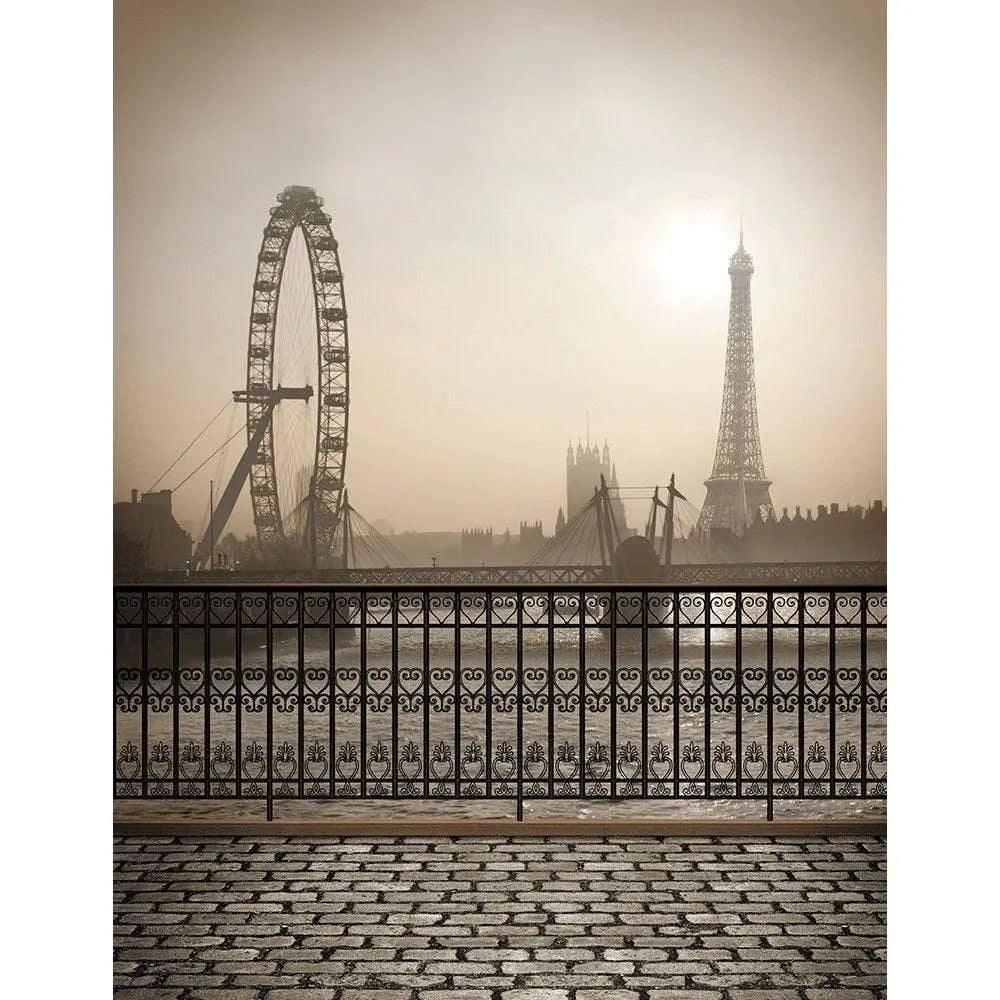 Foggy Sepia Paris Photo Backdrop - Pro 8  x 10