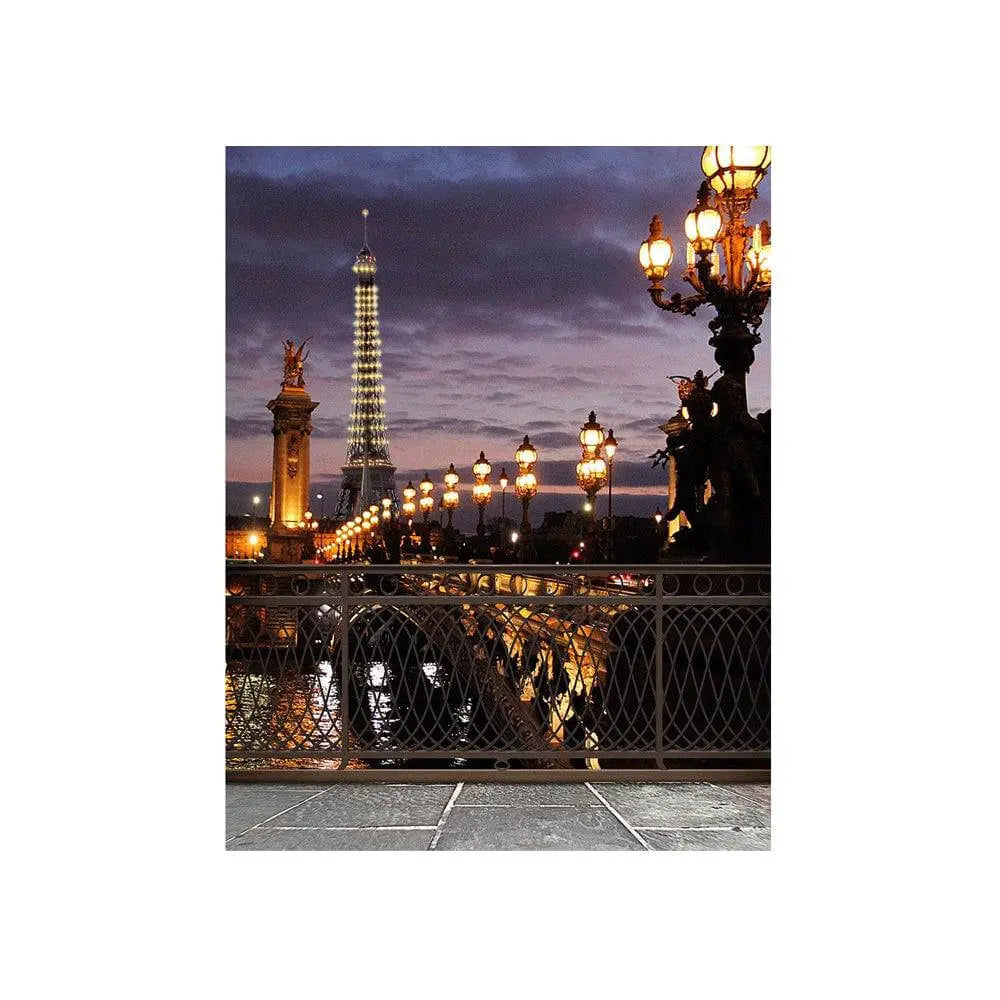 Paris Bridge Eiffel Tower Photography Backdrop - Basic 4.4 x 5