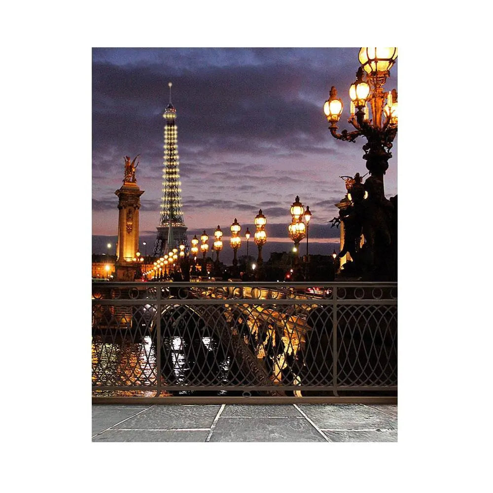 Paris Bridge Eiffel Tower Photography Backdrop - Basic 5.5 x 6.5