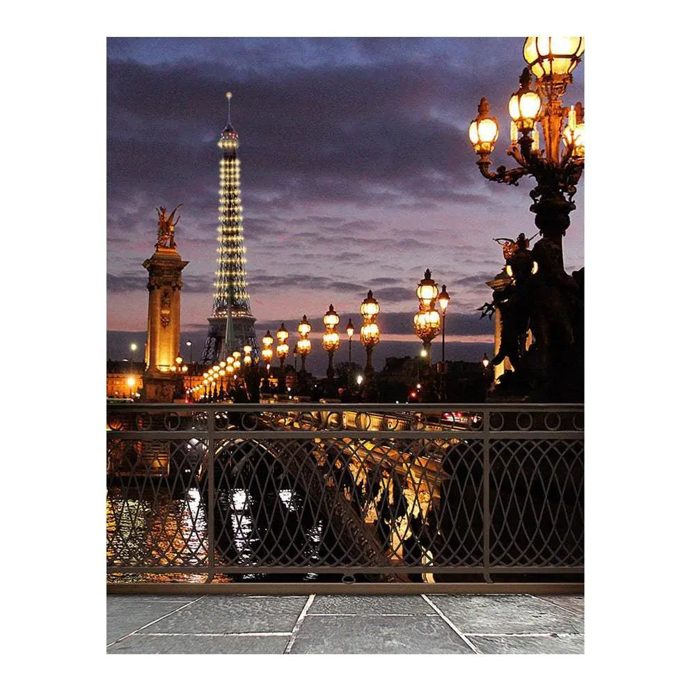 Paris Bridge Eiffel Tower Photography Backdrop - Basic 6 x 8