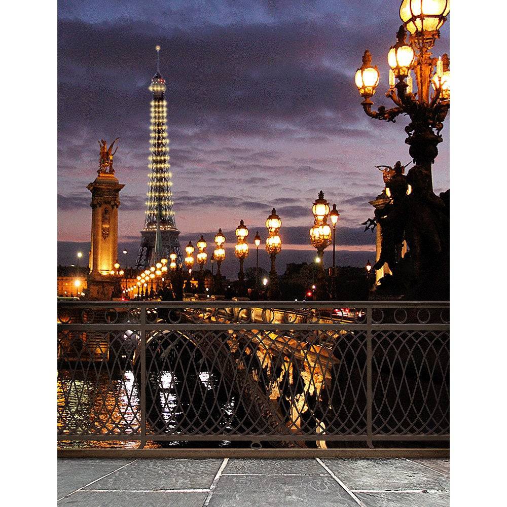Paris Bridge Eiffel Tower Photography Backdrop - Basic 8 x 10