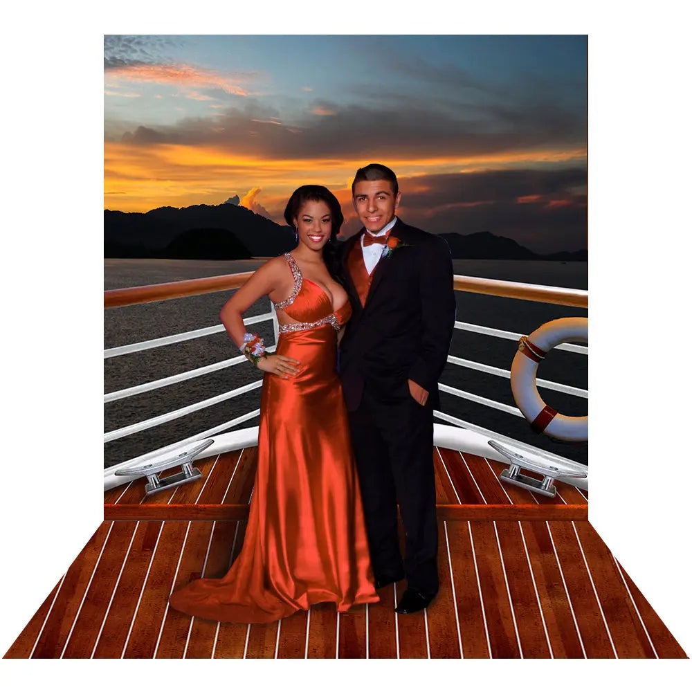 Sunset Cruise Ship Photo Backdrop Alba Backgrounds