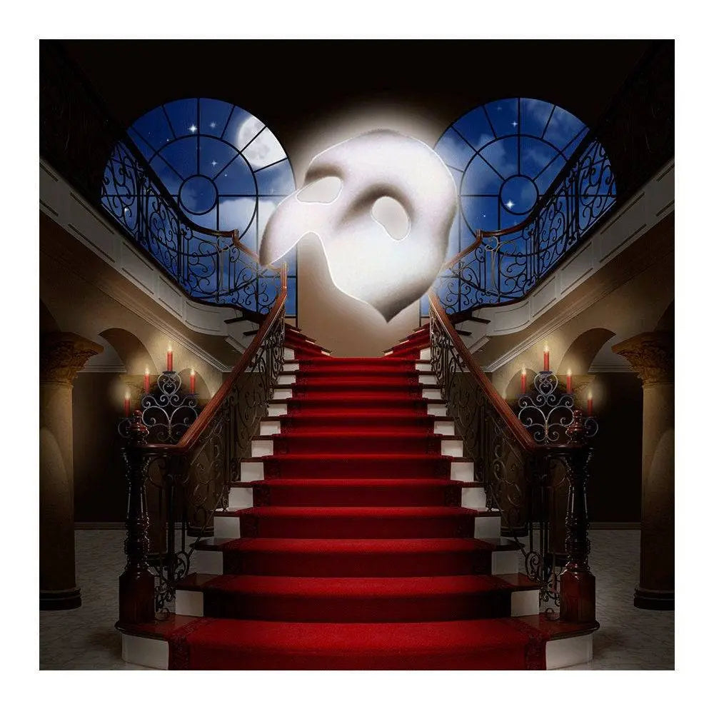 Phantom of the Opera Red Carpet Staircase Photo Backdrop - Basic 8 x 8