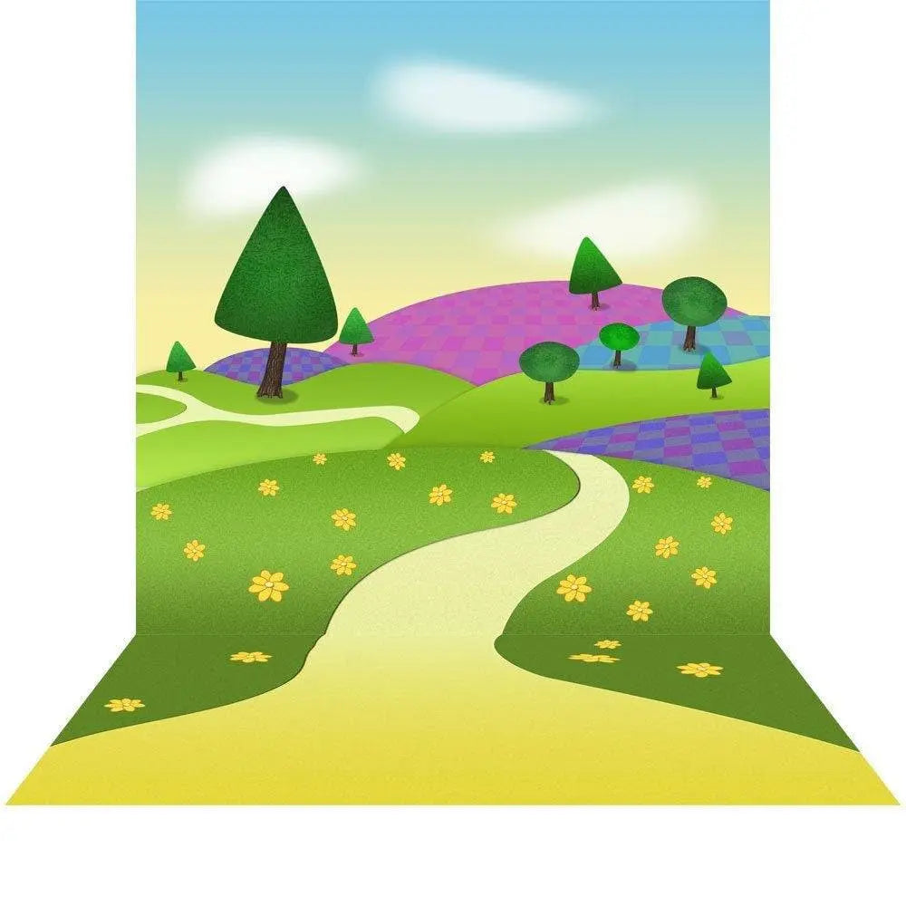 Playland Cartoon Photo Backdrop - Basic 8 x 16