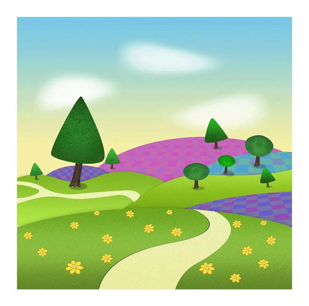Playland Cartoon Photo Backdrop - Basic 8 x 8