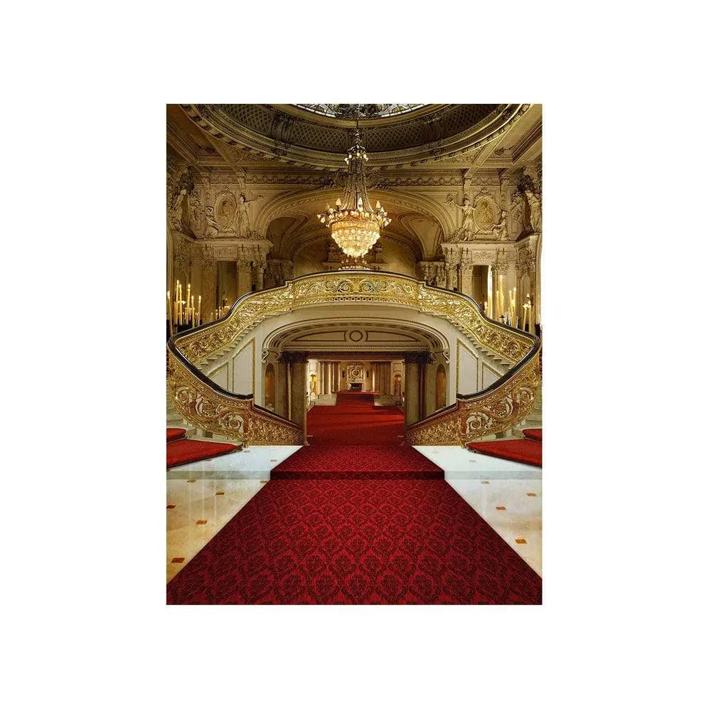Red Carpet Double Staircase Photography Backdrop - Basic 4.4 x 5