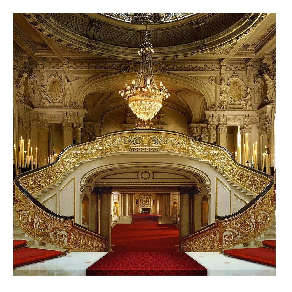 Red Carpet Double Staircase Photography Backdrop - Basic 8 x 8