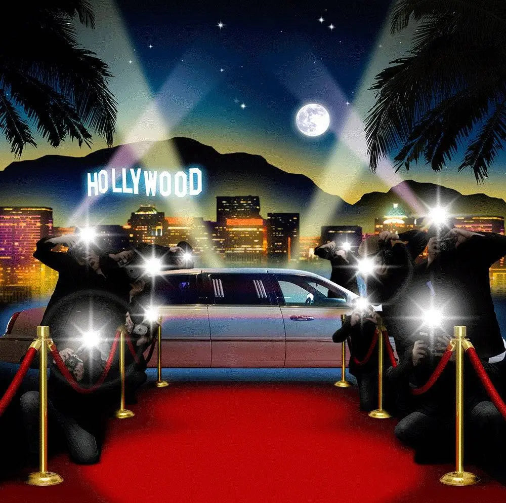 Red Carpet Paparazzi Hollywood Photography Backdrop - Basic 10 x 8