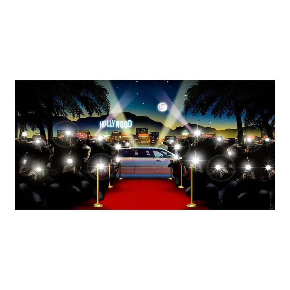 Red Carpet Paparazzi Hollywood Photography Backdrop - Basic 16 x 8