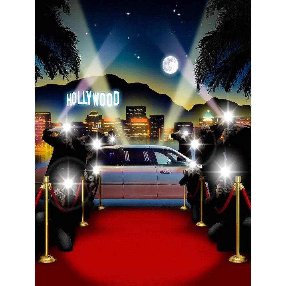 Red Carpet Paparazzi Hollywood Photography Backdrop - Basic 8 x 10