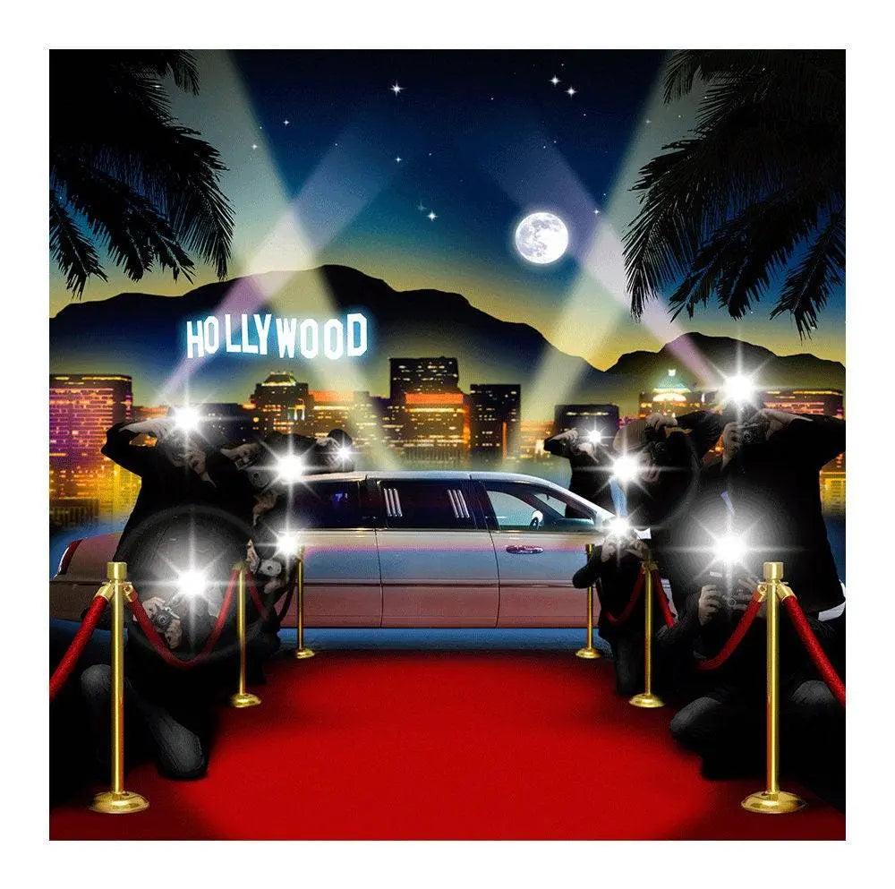 Red Carpet Paparazzi Hollywood Photography Backdrop - Basic 8 x 8