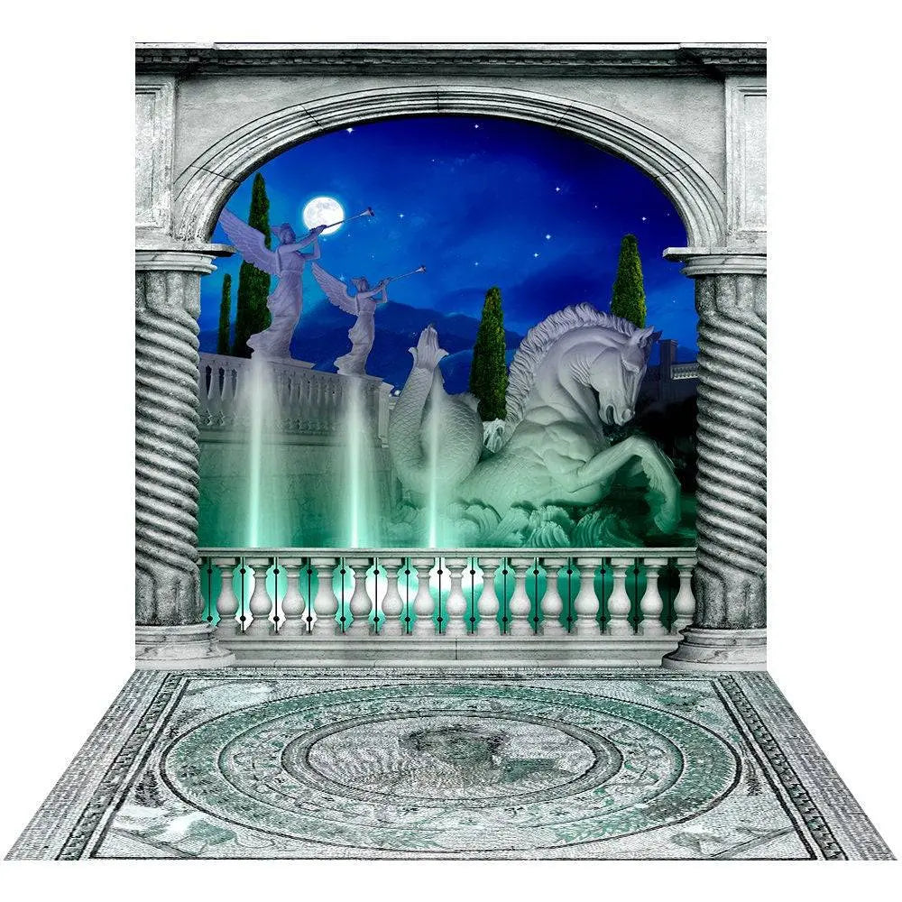 Roman Fountain Arch Photography Backdrop - Basic 8 x 16