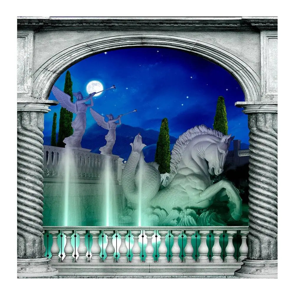 Roman Fountain Arch Photography Backdrop - Basic 8 x 8